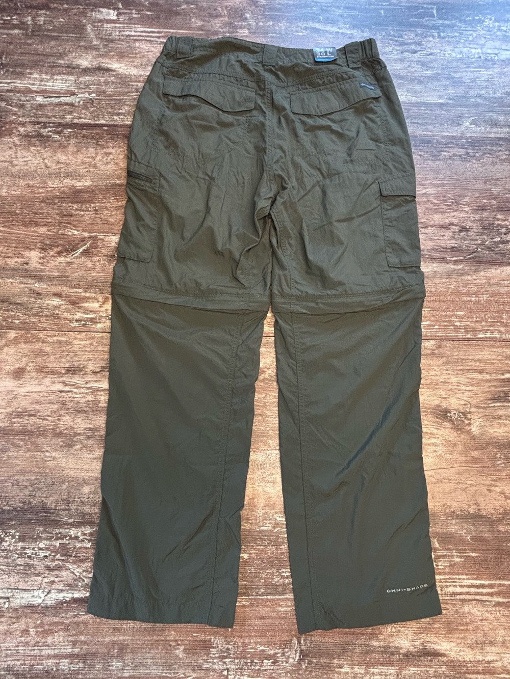 Columbia NWT Convertible Zip Off Shorts Olive Green Outdoor Pants Omni Shade 34 - Picture 8 of 10